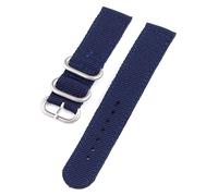 GJHGNFRDK Band aus Canvas, Nylon-NATO-Uhrenarmband 18 mm, blau, silberne Schließe