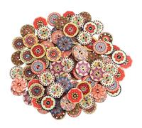 Gjinxi 100 Stück Bunte Holzknöpf, 20 mm Rund Knöpfe Retro Harz Holzknöpfe Vintage Knöpfe zum Basteln für Nähen DIY Handwerk Dekorationen