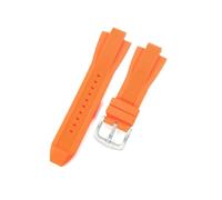 GJZISBKLB 13 x 29 mm Silikon-Uhrenarmband kompatibel mit Michael Kors MK8184 MK8729 MK9020 Armband, weich, for Herren, Ersatzarmband, Zubehör, Armband(Orange-silver buckle)