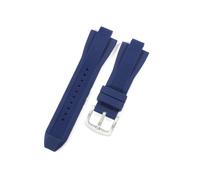 GJZISBKLB 13 x 29 mm Silikon-Uhrenarmband kompatibel mit Michael Kors MK8184 MK8729 MK9020 Armband, weich, for Herren, Ersatzarmband, Zubehör, Armband(Blue-silver buckle)