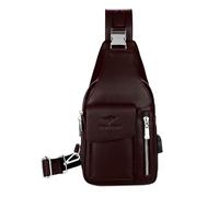 GKE PU-Leder Umhängetasche, kleine Umhängetaschen für Männer im Freien Wandern gegen Diebstahl Dark Brown