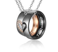 Gkmamrg Partner Geschenke Paar Halskette mit Ring pärchen Anhänger, Edelstahl Puzzle Herz Partnerkette mit Gravur Ich liebe dich