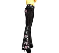 GKZA Jeans Damen,Pull On Straight Jeans,High Waist Stretch Denim Jeggings Mit 4 Taschen,Trendy Tapered Bootcut Jeanshose VD136