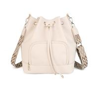 Gladdon Damen Beuteltasche Umhängetasche Schwarz PU Leder Schultertasche mit Reißverschluss Fach Crossbody Tasche Bucket Bag mit breitem Gurt Freizeit Büro Alltag(Beige)