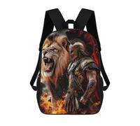 Gladiator Vs. Lion Epic Battle Rucksäcke 3D-gedruckte Schultasche Lässige Kindermode Schultasche Für Jungen Mittelschüler Schule 17inch