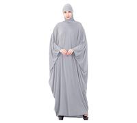 GladThink Damen Muslim Islamisch Araber Kleid Hijab Abaya Grau XXL