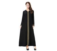 GladThink Frauen Muslim Kaftan Abaya Rundhals Maxi Kleid Gold XXXL