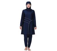 GladThink Frauen Muslime Swimwear Traditional Burkini Modest überdimensional Badeanzug Marine 3XL