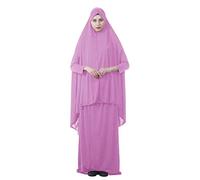 GladThink Muslim Frauen Anbetung Abaya Oben Fledermausanzug und Rock 2 Stück Kleid Pink M