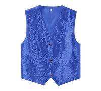 Glänzend Pailletten-Weste Für Herren Tiefer V-Ausschnitt Einfarbig Partykleid Anzugweste Mit Knopf Festlich Party Hochzeit Performance Anzugsweste Ärmellos Jacke 70er 80er Disco Outfit Lila Rot Xxl Xl
