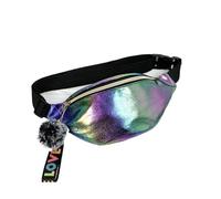 GläNzende Bauchtasche PU Gradient Sport Outdoor Fashion Waistpack Vielseitige Glänzende Leder Taille Tasche Männer Und Frauen Umhängetasche Brust Tasche Fur Sport(Purple)