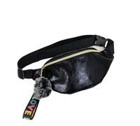 GläNzende Bauchtasche PU Gradient Sport Outdoor Fashion Waistpack Vielseitige Glänzende Leder Taille Tasche Männer Und Frauen Umhängetasche Brust Tasche Fur Sport(Black)