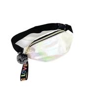 GläNzende Bauchtasche PU Gradient Sport Outdoor Fashion Waistpack Vielseitige Glänzende Leder Taille Tasche Männer Und Frauen Umhängetasche Brust Tasche Fur Sport(White)