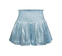 Glänzende Metallic Shorts Damen Sexy -Glitzer Hotpants Damen Hohe Taille -Kurze Hose Sporthose Elastisch Sommershort Freizeitshort Wet Look Hosen Weites Bein für Frauen Tanz Karneval Rave Party