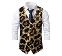 Glänzende Pailletten-Weste für Herren Glitzer Jacket Herren V-Ausschnitt Festlich Sakko Glänzende Jacket Glitzer Anzug Jacke Silvester Paillettenweste