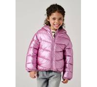 Glänzende Steppjacke mit Kapuze Mädchen, Recycling-Polyester, Übergangsjacke rosa Gr. 116 von vertbaudet