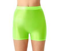 Glänzende Yoga-Shorts für Damen, nahtlose Radlershorts aus Nylon mit hoher Taille, hochdehnbare Hotpants-Hotpants für Biker, glänzende Shorts mit schmaler Passform für Sport, Fitness, Tanz, Rave Dance