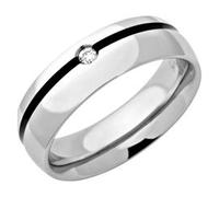 Glänzender Edelstahlring Zirkonia Lack 6mm