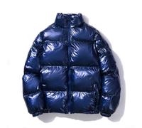 Glänzender Polyester Herren Puffer Parka mit gesteppter Konstruktion und Stehkragen für kaltes Wetter Outdoor und Streetwear (3XL Königsblau)