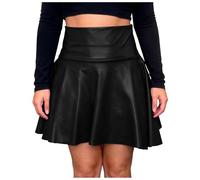 Glänzender Rock Damen Metallischer Rock Höhe Taille Liquid Mini Elastische A Linien Pull Skater Lederröcke Faltenrock (XL)