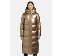 Glänzender warmer Winter Steppmantel lang mit abnehmbarer Kapuze "Hedd Shiny-YM" Gold S