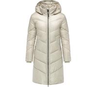 Wintermantel RAGWEAR "Rebelka Shiny", Damen, Gr. S (36), weiß (bone), Obermaterial: 100% Polyester, Innenfutter: 100% Polyester, Wattierung: 100% Polyester, modisch, figurumspielend knieumspielend, ho