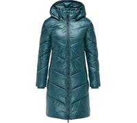 Wintermantel RAGWEAR "Rebelka Shiny", Damen, Gr. L (40), blau (ocean), Obermaterial: 100% Polyester, Innenfutter: 100% Polyester, Wattierung: 100% Polyester, modisch, figurumspielend knieumspielend, h