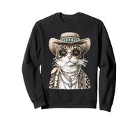 Glam Tabby Katze mit Cowboyhut Boujee Tier Western Boho Sweatshirt