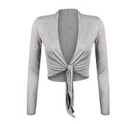 Glamexx24 Damen elegante Bolero Jäckchen Langarm Achselzucken Strickjacke BL0001, Grau, Gr.- S/M