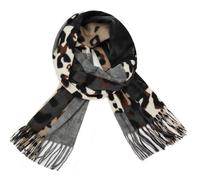 Glamexx24 Damen XXL Schal Kuscheliger warmer Leoparden Muster 3 farbiger Fransen Poncho Schal Oversized Deckenschal