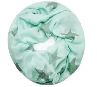 Glamexx24 Loop schal leichter Langschal Sterne Muster Schlauchschal Strass Tuch Viele Farben SC20170401, A1 Hell Green, Einheitsgröße