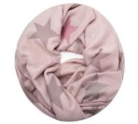 Glamexx24 Loop schal leichter Langschal Sterne Muster Schlauchschal Strass Tuch Viele Farben SC20170401, A4 Rosa, Einheitsgröße