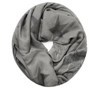 Glamexx24 Loop schal leichter Langschal Sterne Muster Schlauchschal Strass Tuch Viele Farben SC20170401, A7 Grau, Einheitsgröße