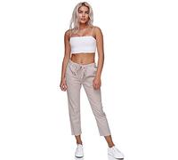 Glamexx24 Sommerhose Damen Leicht Casual Jogginghose: Einfarbig Freizeithose 7/8 Straight Leg Damenhose mit Taschen Capri Pants Strandhose