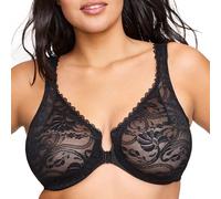 Glamorise Damen Glamorise Front Closing Stretch Lace Wonderwire Bra Dirndl BH, Schwarz, 100B EU