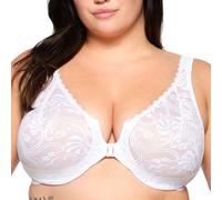 Glamorise Damen Wonderwire-Vorderverschluss-BH mit Stretch-Spitze für große Größen Nr. 9245,Weiss,95B (Herstellergröße:42B )