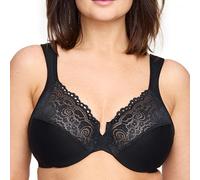 Glamorise Große Größen Plusgröße Tief Geschnittener Wonderwire-BH mit Spitze und Bügel Nr. 1240, Schwarz, 80D