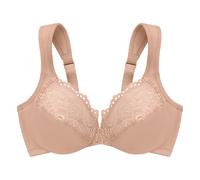 Glamorise Damen Tief Geschnittener Wonderwire Spitzen Bügel #1240 BH, Haut, 80B