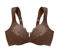 GLAMORISE Tief geschnittener WonderWire-BH mit Spitze - Mokka 75D Damen