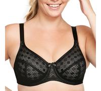 Glamorise Women's Lace Comfort Wonderwire BH Bügel #9855 Full Coverage Bra, Opaque, Schwarz, 85H