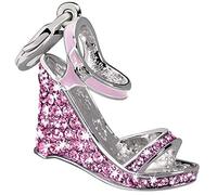 Glamour World Kette und Charm "Plateau" mit Swarovski-Kristallen pink