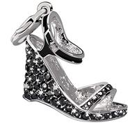 Glamour World Kette und Charm "Plateau" mit Swarovski-Kristallen schwarz