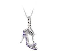 Glamour World Kette und Charm "Sandalette" mit Swarovski-Kristallen violett