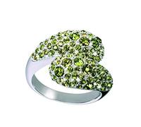 Glamour World Ring 925 Sterlingsilber mit Swarovski-Kristallen olive