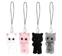 GlamRays 4 Stück Katzen Handy Anhänger Ästhetischer Y2K Phone Charm, Süßes Telefon Lanyard String, Katze Cute Keychain Koi Karpfen für Handytasche, Schlüsselanhänger
