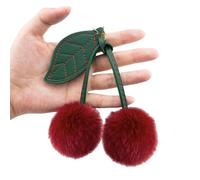 GlamRays Süßer Kirsch Schlüsselanhänger Gold Bag Charms für Handtaschen Charms Keychain Anhänger Taschenanhänger Kirsch Pom Pom Keychain Accessoire Weihnachtsbeutelfüllerei