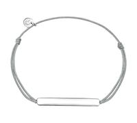 GLANZSTÜCKE MÜNCHEN Damen-Armband Schildarmband zum Gravieren Sterling Silber textil grau flexibel verstellbar 15 cm - 22 cm - Gravur-Amband