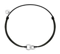 GLANZSTÜCKE MÜNCHEN Damen Armband 925/- Sterling Silber | rhodiniert, Textilarmband, Zirkonia, weiß, Zugverschluss, Textilarmbandfarbe schwarz