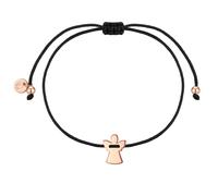 GLANZSTÜCKE MÜNCHEN Damen Armband 925/- Sterling Silber rosegold | rosévergoldet 14 Karat, Textilarmband, Engel, Zugverschluss, Textilarmbandfarbe schwarz