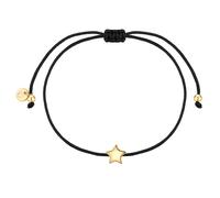 GLANZSTÜCKE MÜNCHEN Damen Armband 925/- Sterling Silber gelbgold | gelbvergoldet 14 Karat, Textilarmband, Stern, Zugverschluss, Textilarmbandfarbe schwarz